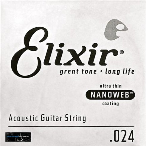 Elixir Acoustic 80 20 Bronze Guitar Strings Polyweb Single String