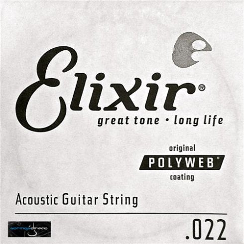 Elixir Acoustic 80 20 Bronze Guitar Strings Polyweb Single