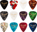 Fender Celluloid Melody Guitar Picks 351 Shape, Assorted Colours, Thin, 12-Pack