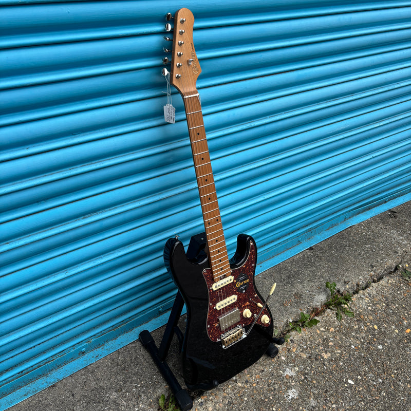 Crafter Crema HSS Electric Guitar - Cosmic Black with Maple Fingerboard