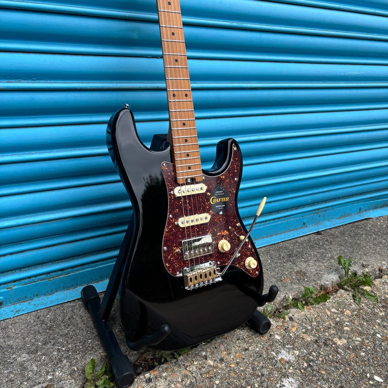 Crafter Crema HSS Electric Guitar - Cosmic Black with Maple Fingerboard