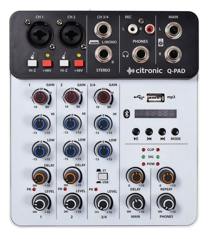 Q-PAD Mini Mixer with USB/Bluetooth and Audio Interface