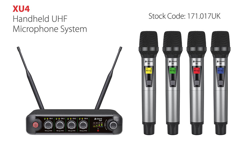 XU4 Series UHF Quad Handheld Microphone System