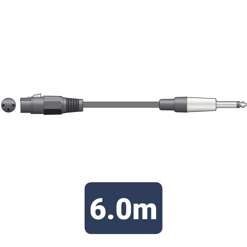 Citronic Classic Microphone Leads XLR Female - 6.3mm Mono Jack Plug (6M)