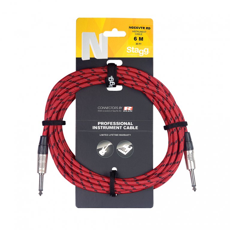 Stagg N Series 6.3mm Jack to 6.3mm Jack Cable - Vintage Tweed (Black)