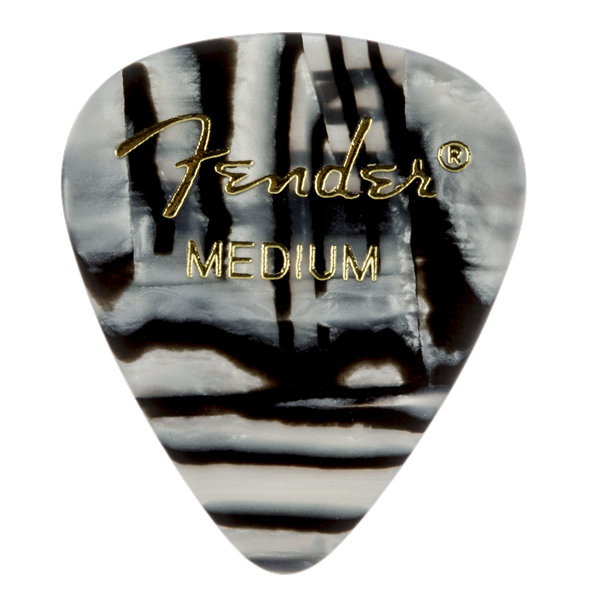 Fender Premium Celluloid Guitar Picks 351 Shape, Zebra, Medium, 12-Pack