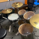 Pre-Loved Pearl Export Smokey Chrome 5 Piece Drum Kit including SBR Cymbals (20", 10", 12", 14", 14" Snare)