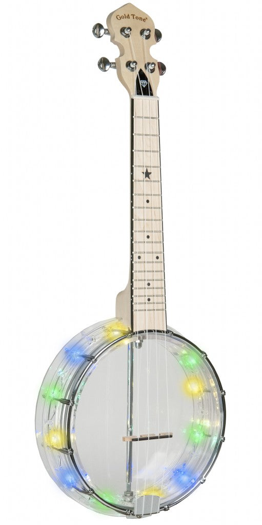 Gold Tone Little Gem Concert Banjo Transparent Ukulele with Gig Bag (With Built in LED Lights)