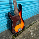 SX P Bass Style Electric Bass in 3 Colour Sunburst Left Handed with Gig Bag