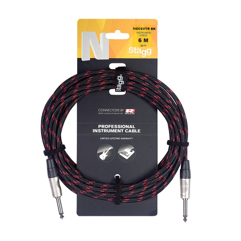 Stagg N Series 6.3mm Jack to 6.3mm Jack Cable - Vintage Tweed (Black)