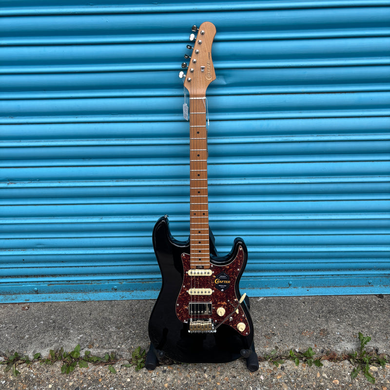 Crafter Crema HSS Electric Guitar - Cosmic Black with Maple Fingerboard