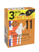 Rotosound Jumbo King Acoustic Guitar Strings 3-Pack (Free Strap)