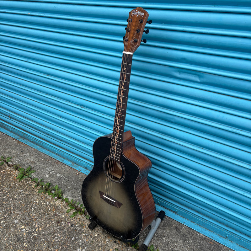 Washburn VITE S9V Bella Tono Studio Cutaway Electro Acoustic Guitar Gloss Charcoal Burst