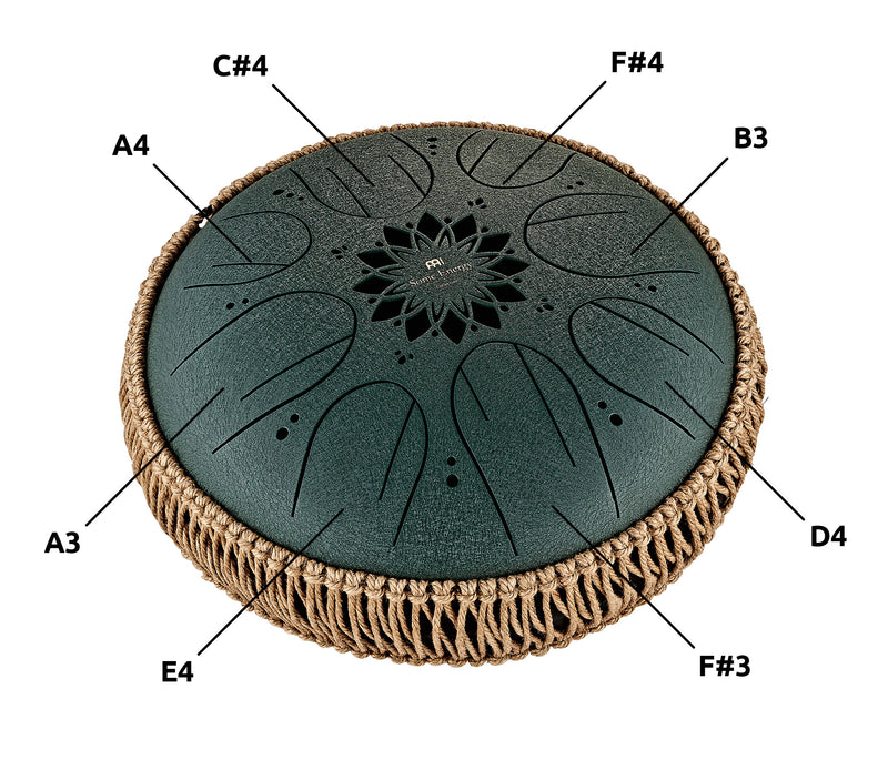 MEINL Sonic Energy Medium Octave Steel Tongue Drum, Dark Green, F