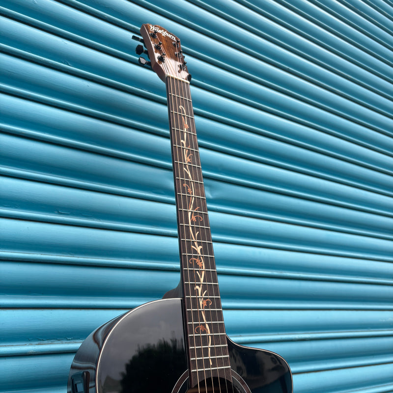 Washburn VITE S9V Bella Tono Studio Cutaway Electro Acoustic Guitar Gloss Charcoal Burst