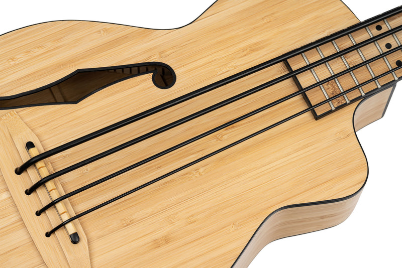 ORTEGA Bamboo Series Short Scale Uke Bass 4 String - Solid Bamboo + Bag