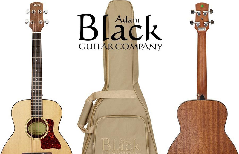 Adam Black 0-2E Electro Acoustic Travel Bass Guitar with Padded Gig Bag