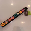 AMUMU Vegan Guitar Straps - Vintage Crochet Knit Pattern in Black