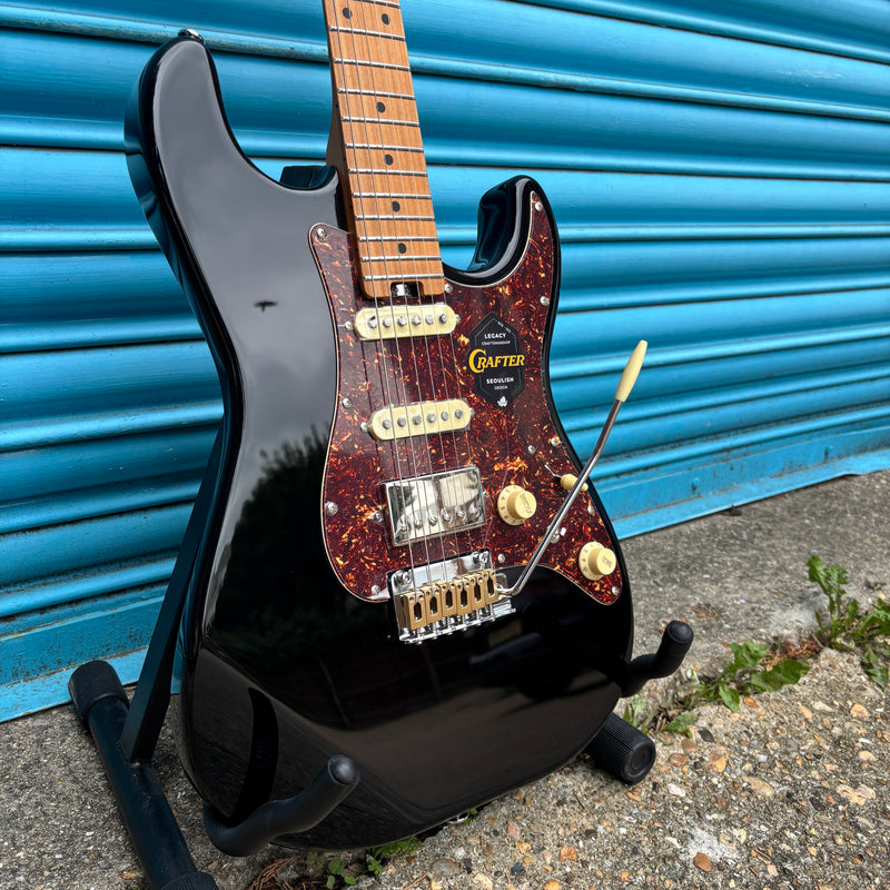 Crafter Crema HSS Electric Guitar - Cosmic Black with Maple Fingerboard