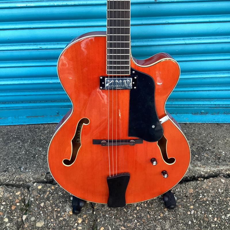 Ozark Jazz Archtop Guitar in Orange Finish