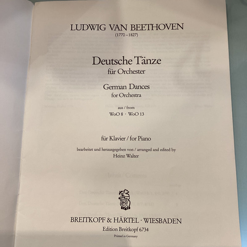 Beethoven Deutsche Tänze für Klavier - German Dances for Piano - Edition Breitkopf 6734 - Edited by Heinz Walter