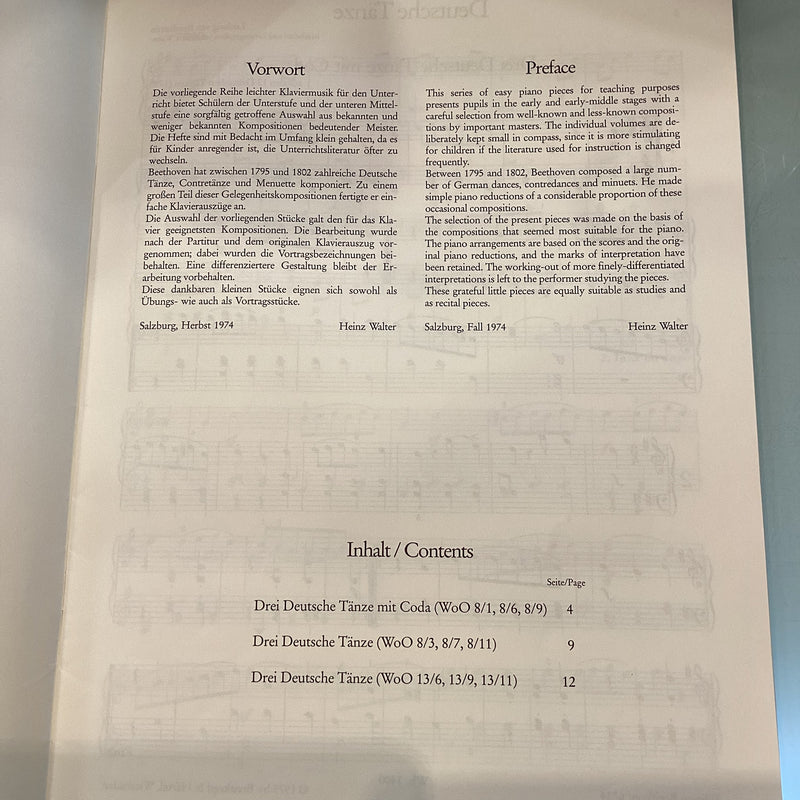 Beethoven Deutsche Tänze für Klavier - German Dances for Piano - Edition Breitkopf 6734 - Edited by Heinz Walter