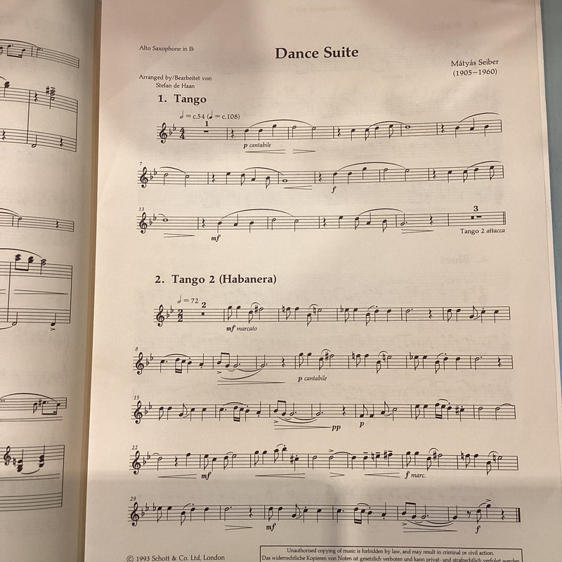 Mátyás Seiber Dance Suite for Alto Saxophone and Piano
