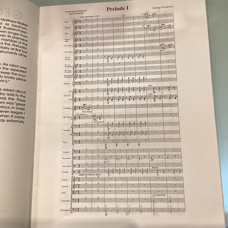 Gershwin Three Preludes Orchestrated and Edited by Jose Serebrier