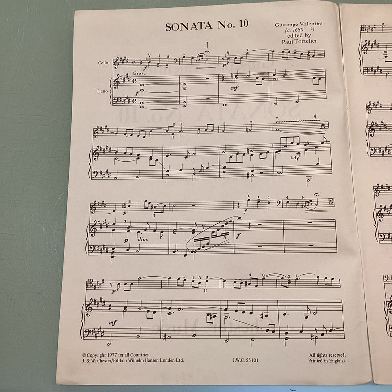 Giuseppe Valentini Sonata No.10 for Cello and Piano