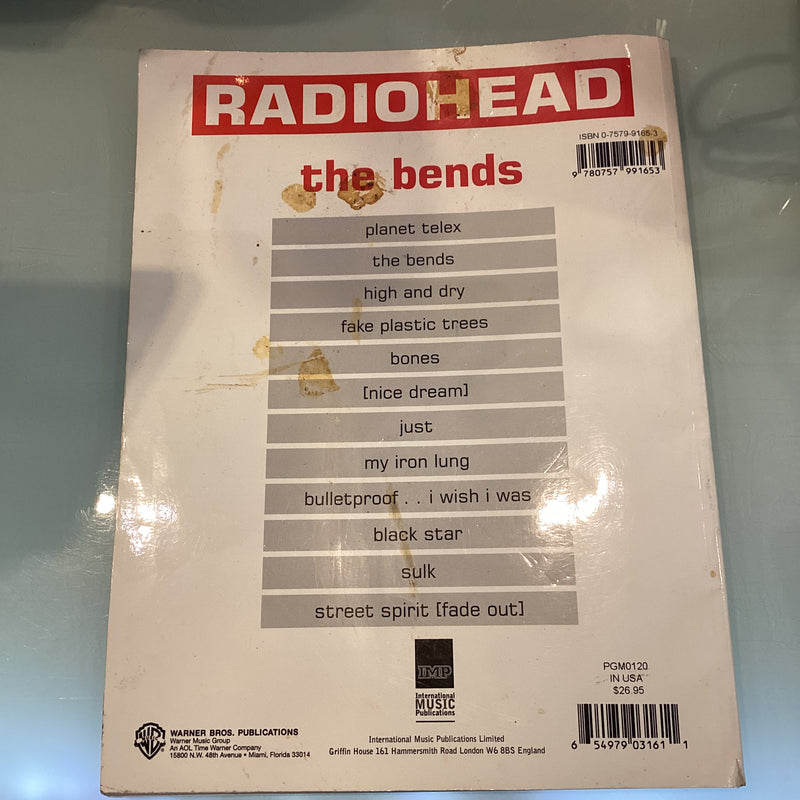 Radiohead The Bends Guitar Tab with Vocal Melody and Chord Boxes