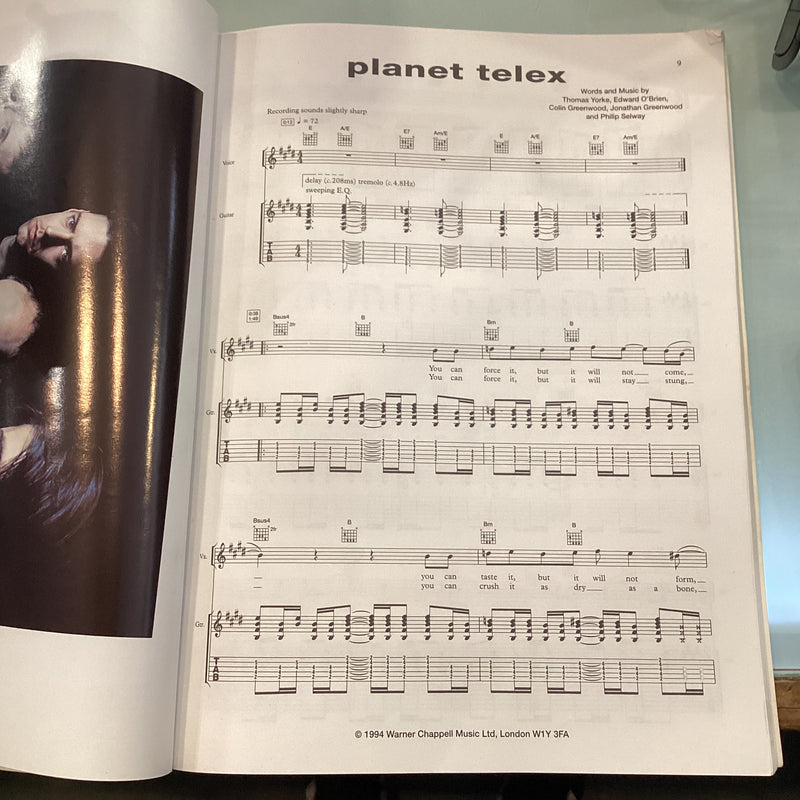 Radiohead The Bends Guitar Tab with Vocal Melody and Chord Boxes