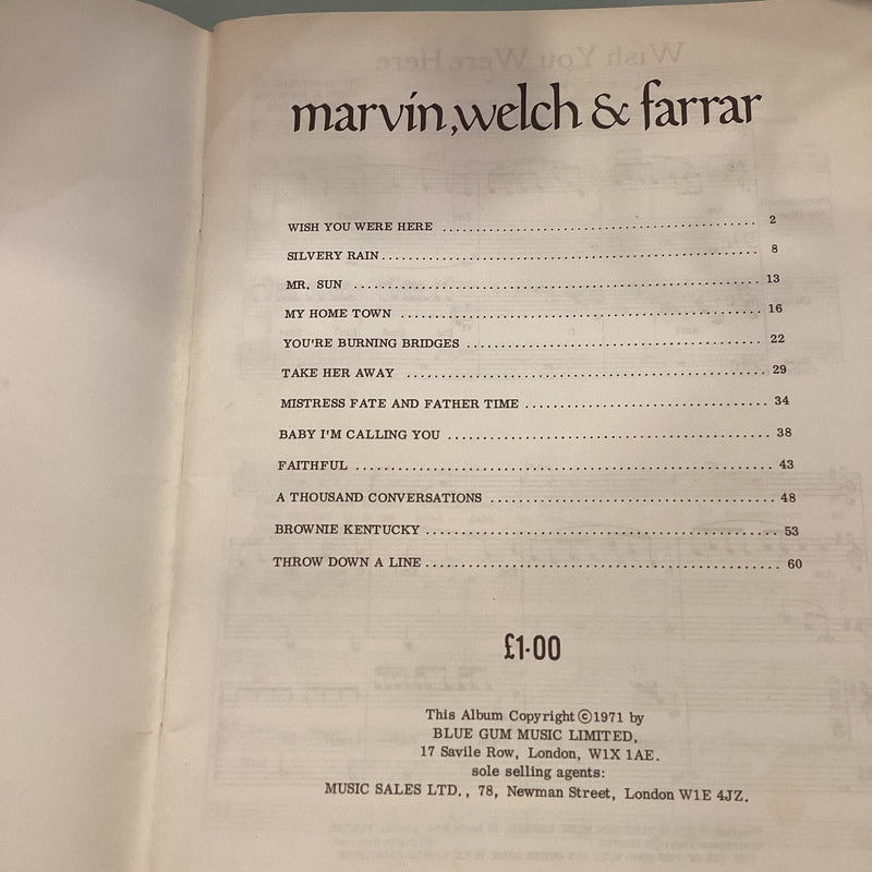 (B-Stock) Marvin, Welch and Farrar - Vocal, Piano, Guitar and Bass Parts (Standard Notation)