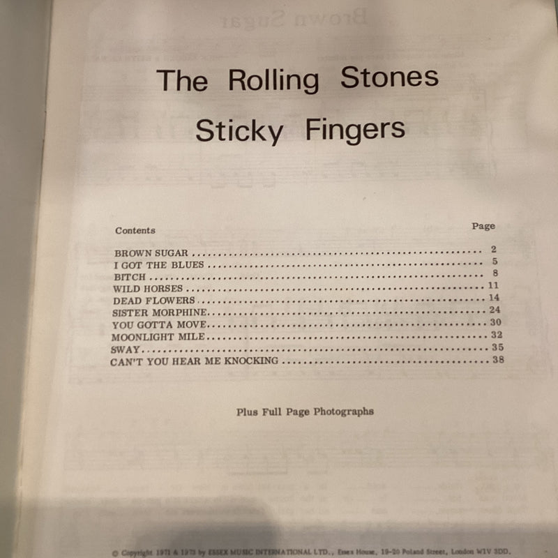 (Pre-Loved) The Rolling Stones - Sticky Fingers (Mirage Music) Piano, Vocal and Guitar