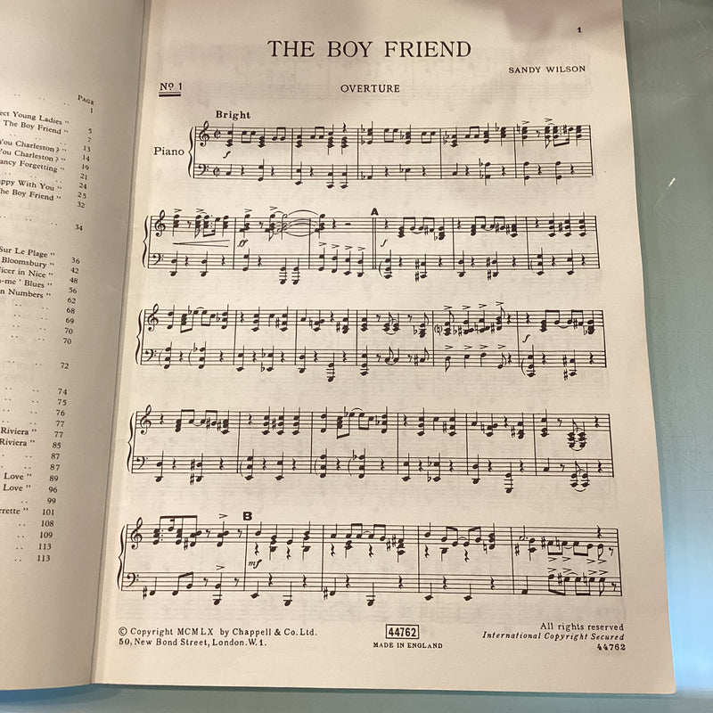 (Pre-Loved) The Boy Friend - Sandy Wilson (Vocal Score and Piano Accompiment)