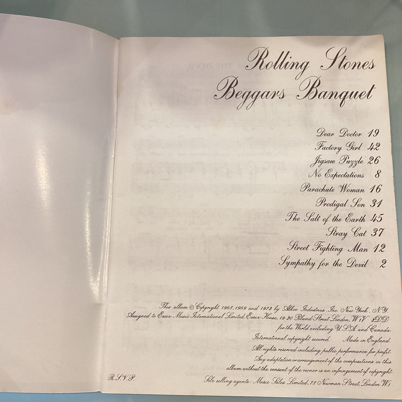 (Pre-Loved) Vintage! Rolling Stones - Beggars Banquet (Piano, Vocal, Chords)