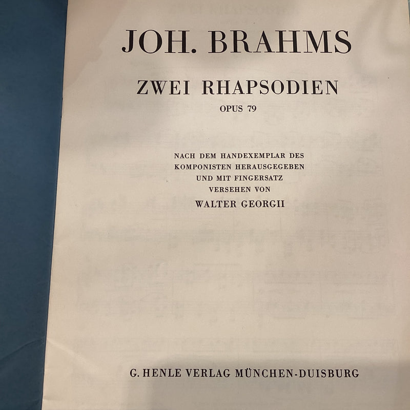 (Pre-Loved) Brahms Zwei Rhapsodien for Piano  Opus 79 Urtext (G.Henle Verlag)