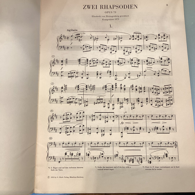 (Pre-Loved) Brahms Zwei Rhapsodien for Piano  Opus 79 Urtext (G.Henle Verlag)