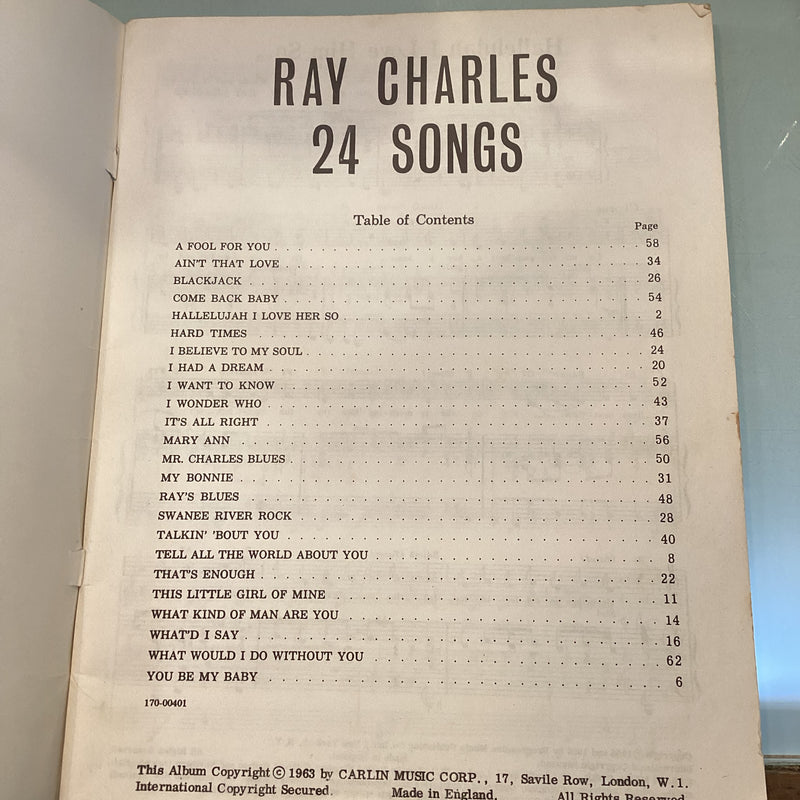 Ray Charles - 24 Songs - Vintage Book for Piano and Vocal