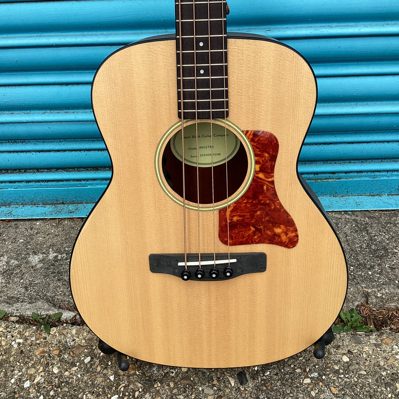 Adam Black 0-2E Electro Acoustic Travel Bass Guitar with Padded Gig Bag