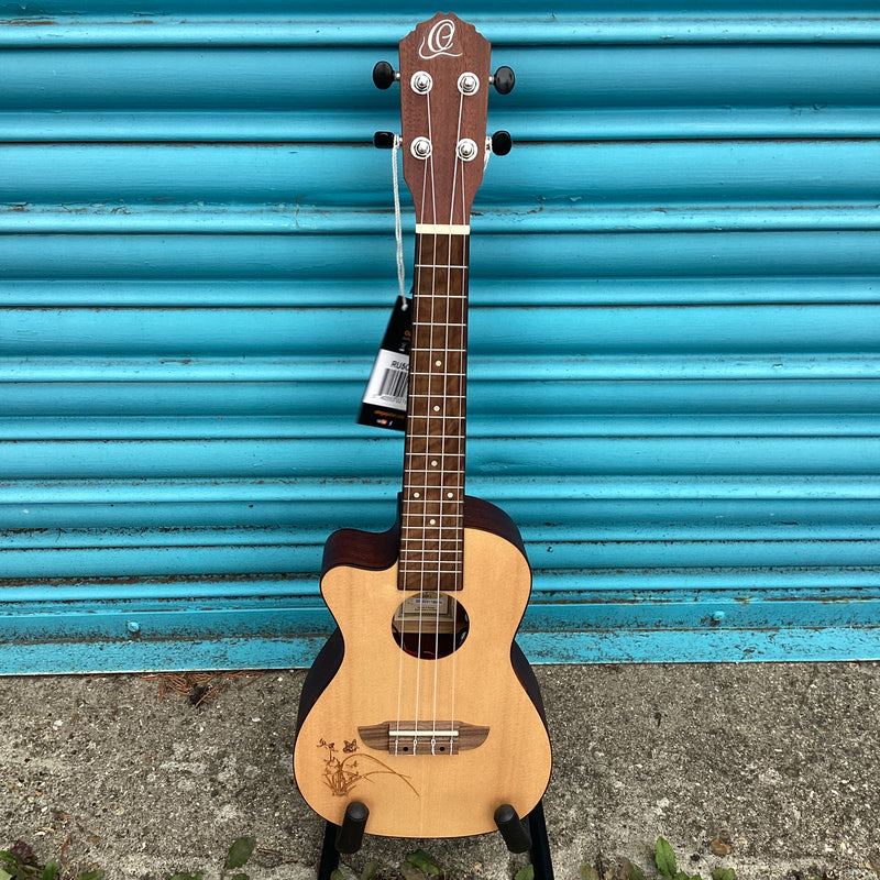 ORTEGA Bonfire Series Electro Concert Ukulele 4 String Lefty - Spruce/Sapele Natural