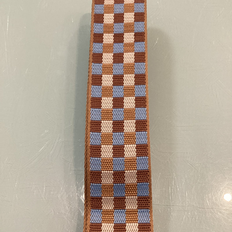 Bootsy Premium Woven Guitar Straps - Brown Turquoise Tan Chequered