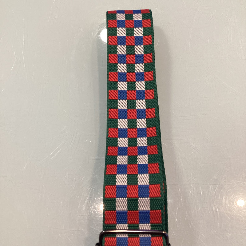Bootsy Premium Woven Guitar Straps - Green White Red Blue Chequered