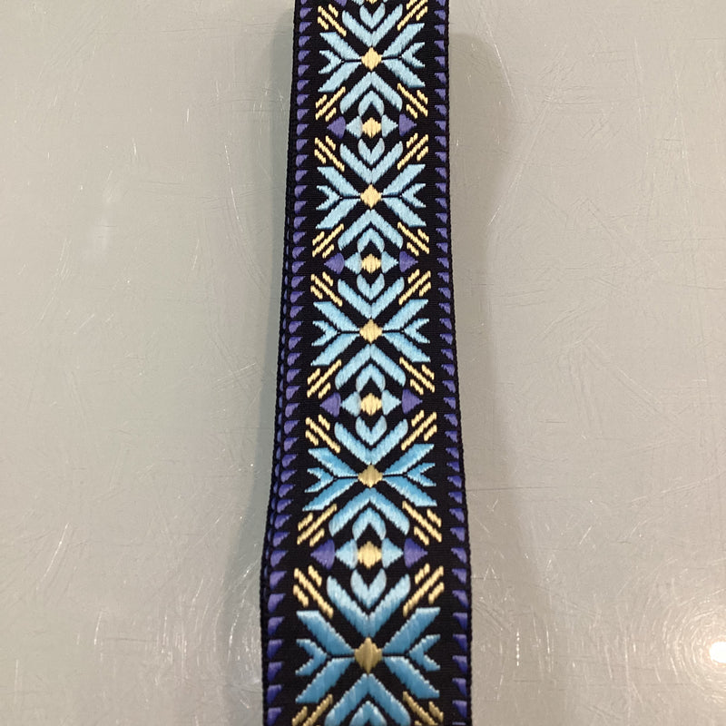 Bootsy Premium Woven Guitar Straps - Violet Blue Yellow Diamond Pattern
