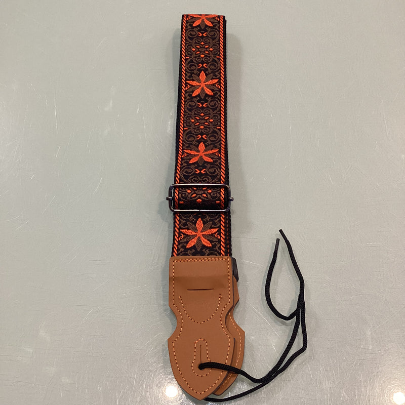 Bootsy Premium Woven Guitar Straps - Orange and Black Star