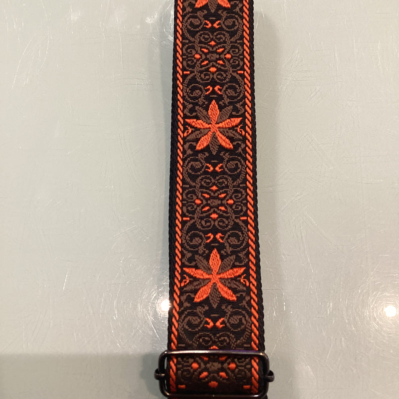 Bootsy Premium Woven Guitar Straps - Orange and Black Star