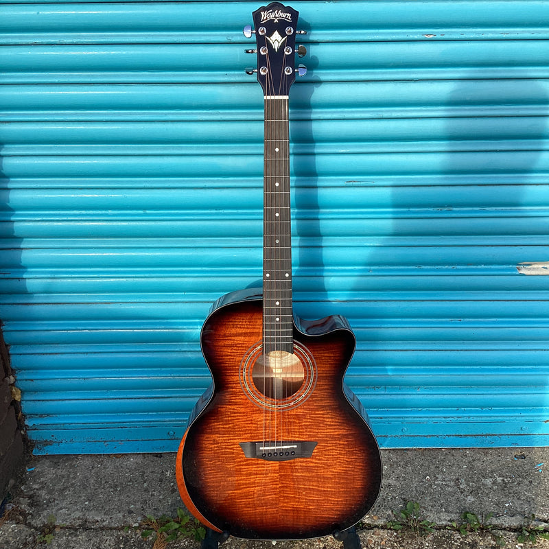 Washburn Comfort WCG12FCE Electro Acoustic Guitar with Cutaway in Cognac Sunburst