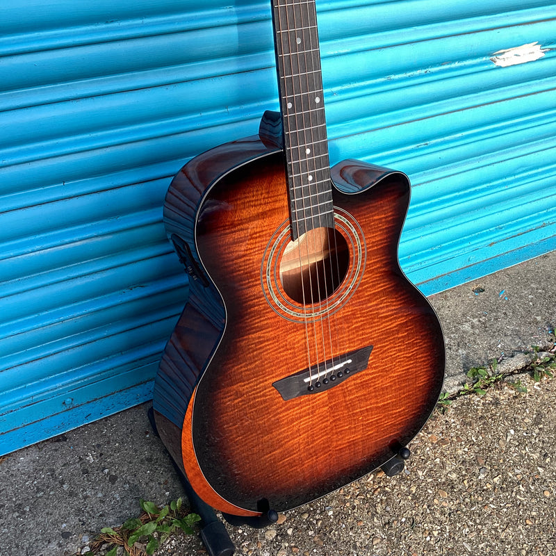 Washburn Comfort WCG12FCE Electro Acoustic Guitar with Cutaway in Cognac Sunburst
