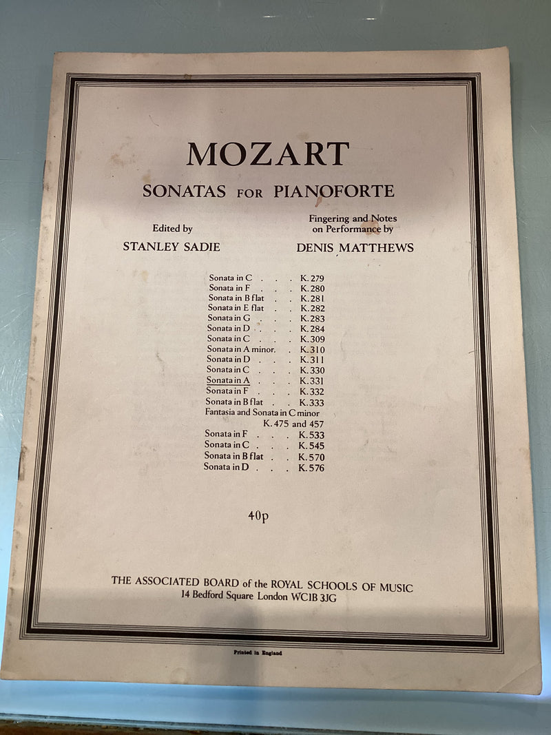 (Pre-Loved) Mozart Sonatas for Piano - Sonata in A K.331 - Edited by Stanley Sadie