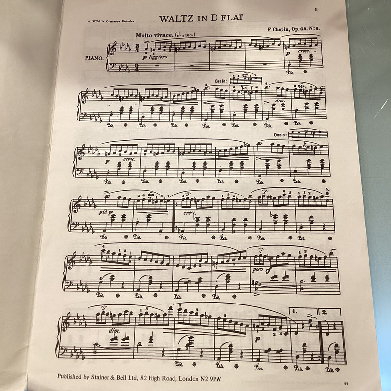 (Pre-Loved) Chopin Waltz in D Flat Op. 64 No.1 for Piano - Stainer and Bell London