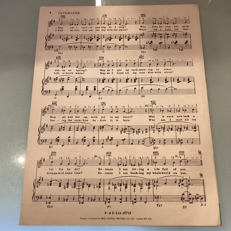 (Pre-Loved) Singin' In The Rain - Single Sheet Vintage - Vocal, Piano and Ukulele